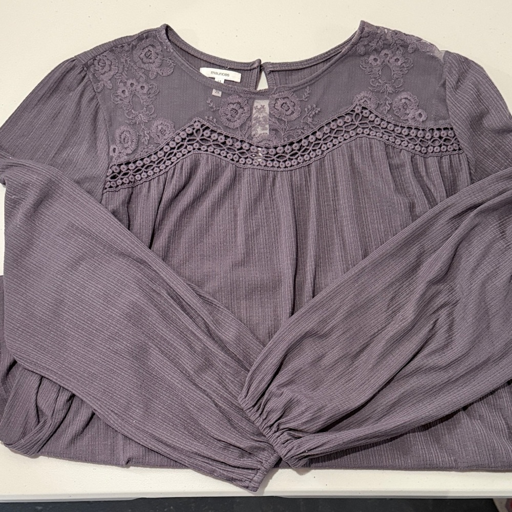 Maurices Lavender Embroidered Blouse